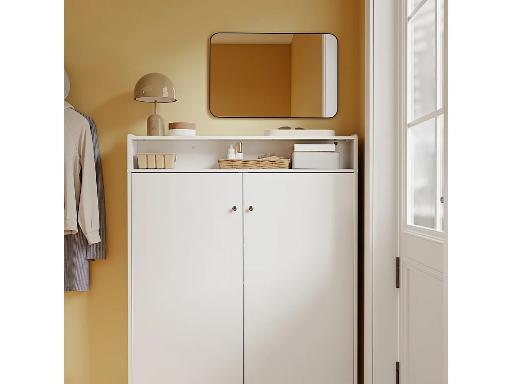 SoBuy Shoe Cabinet 2 Door White 98x15x123.5cm FSR227-E-W