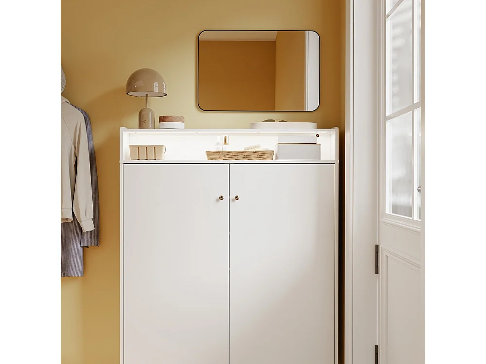 SoBuy Shoe Cabinet 2 Door White 98x15x123.5cm FSR227-E-W