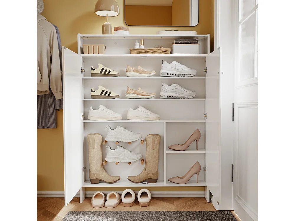 SoBuy Shoe Cabinet 2 Door White 98x15x123.5cm FSR227-E-W