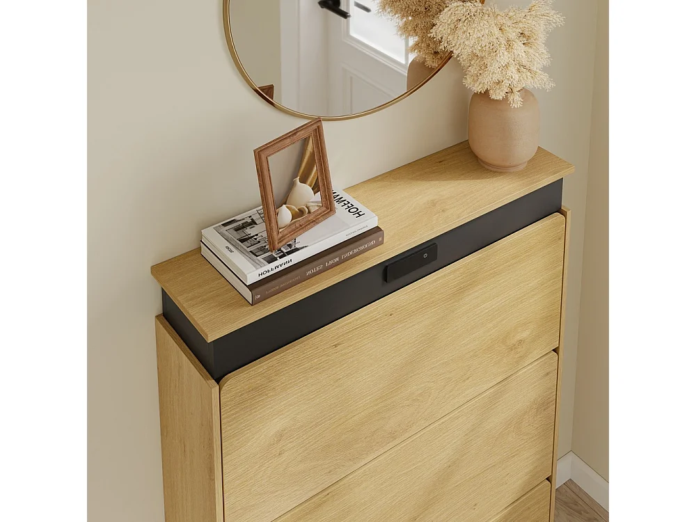 SoBuy Shoe Cabinet with Drying Function Light Oak 78x19x115.4cm FSR226-E-N