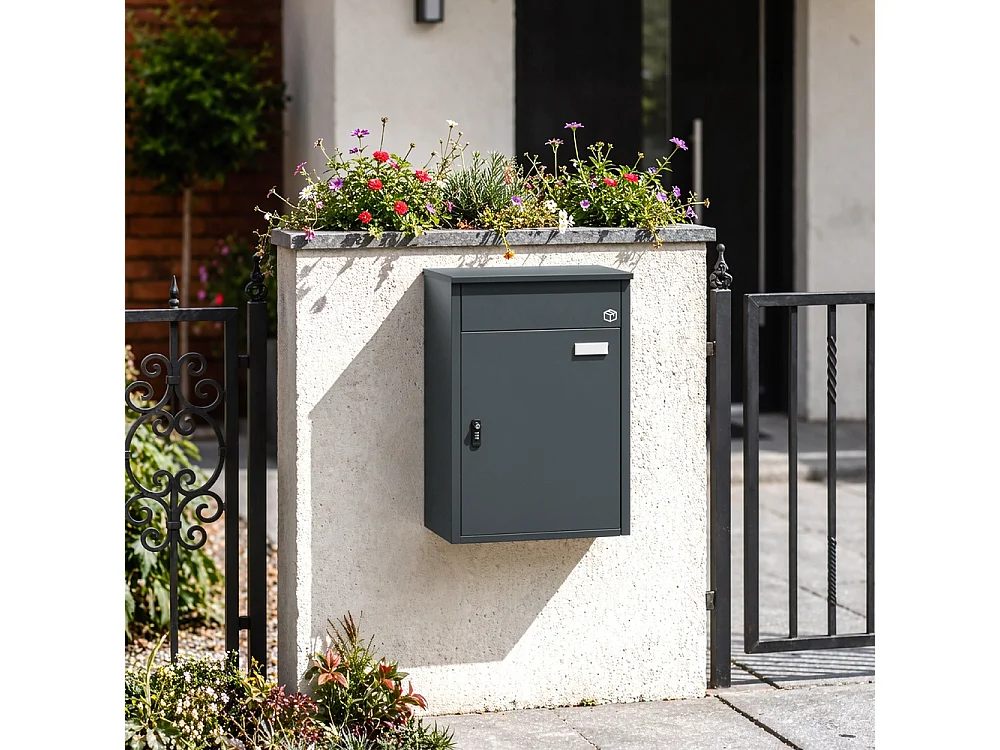 SoBuy Mailbox Door Dark Grey 49.2x28x70cm OGS65-DG