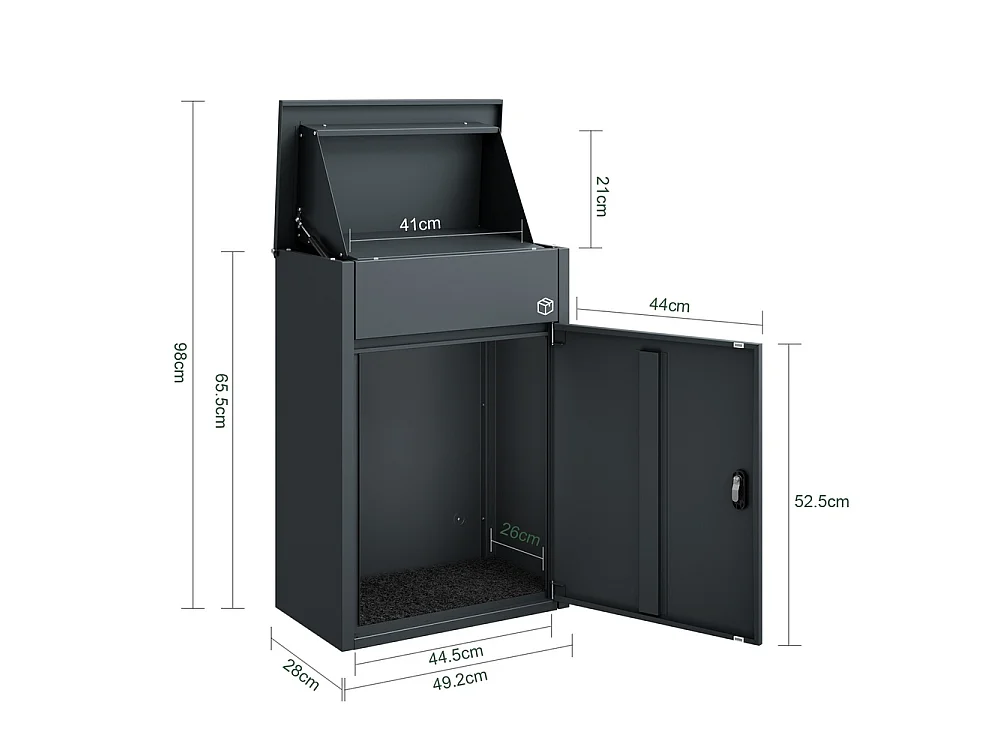 SoBuy Mailbox Door Dark Grey 49.2x28x70cm OGS65-DG
