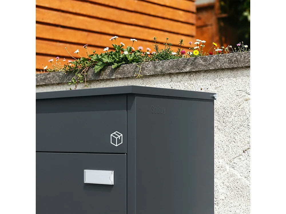 SoBuy Mailbox Door Dark Grey 49.2x28x70cm OGS65-DG