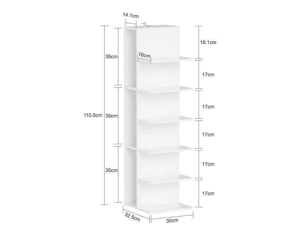SoBuy Étagère Rangement Blanc 30x32.5x110.5cm STR14-W