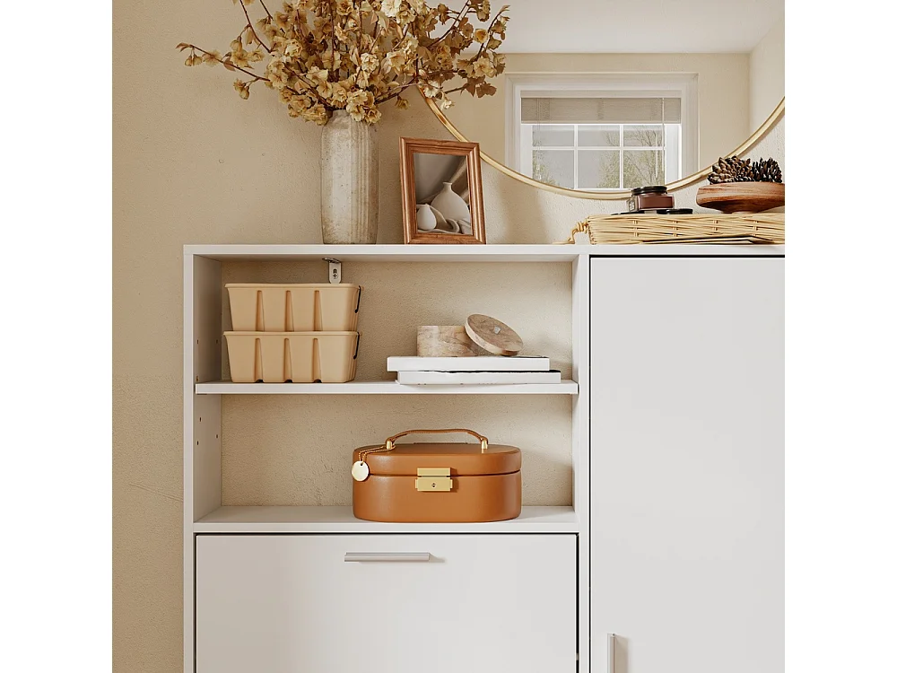 SoBuy Shoe Cabinet with Door and Shelf White 83x14x117.5cm FSR230-W