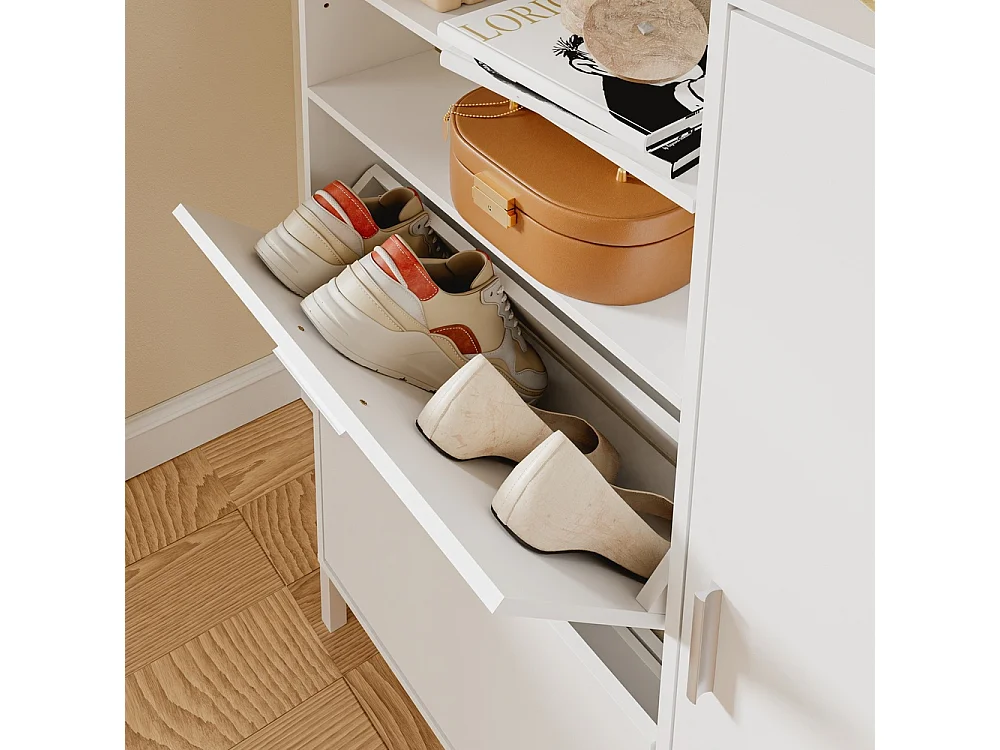 SoBuy Shoe Cabinet with Door and Shelf White 83x14x117.5cm FSR230-W