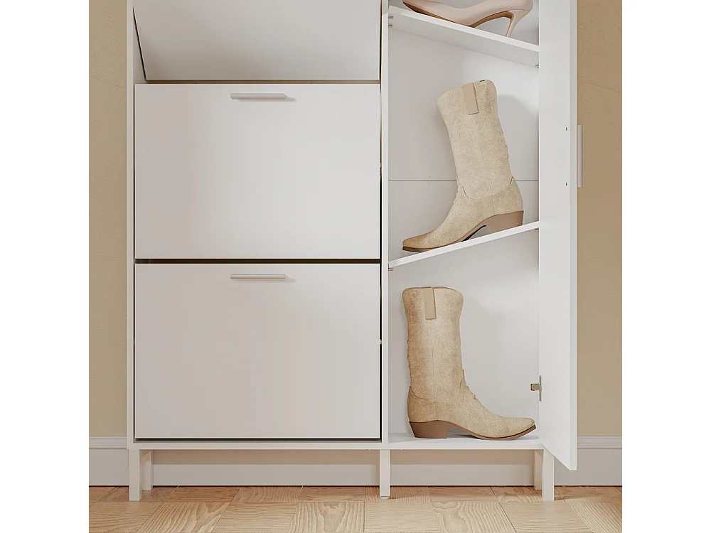 SoBuy Shoe Cabinet with Door and Shelf White 83x14x117.5cm FSR230-W