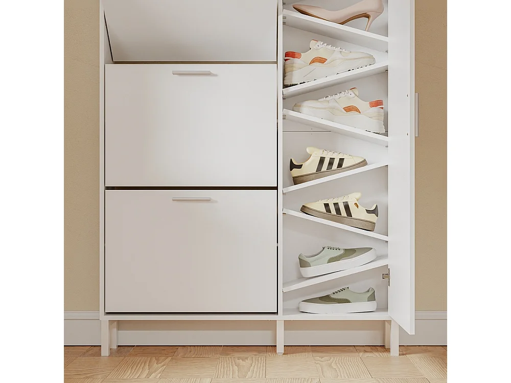 SoBuy Shoe Cabinet with Door and Shelf White 83x14x117.5cm FSR230-W