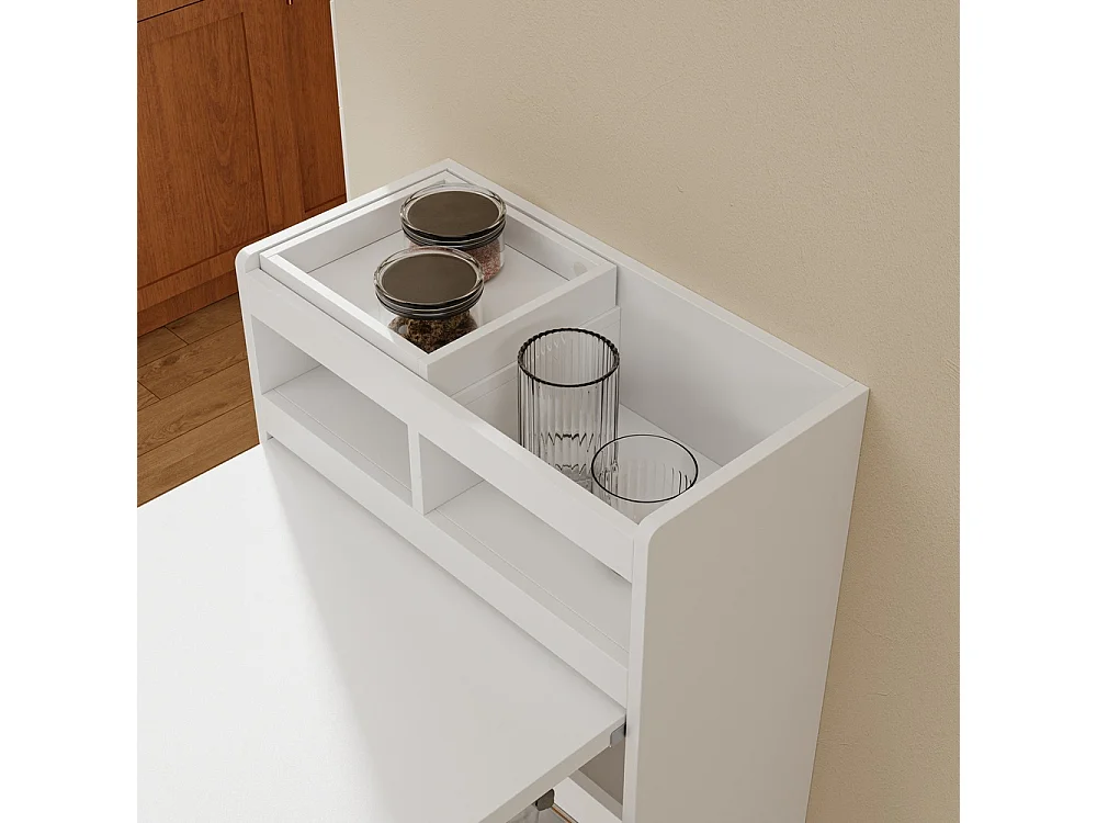 SoBuy Freestanding Kitchen Island Foldable White 65.3x199.5x120cm FWT115-W