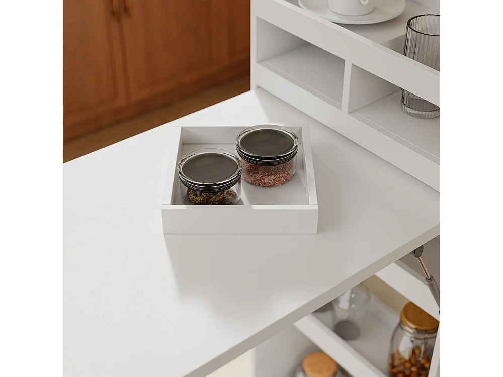 SoBuy Freestanding Kitchen Island Foldable White 65.3x199.5x120cm FWT115-W