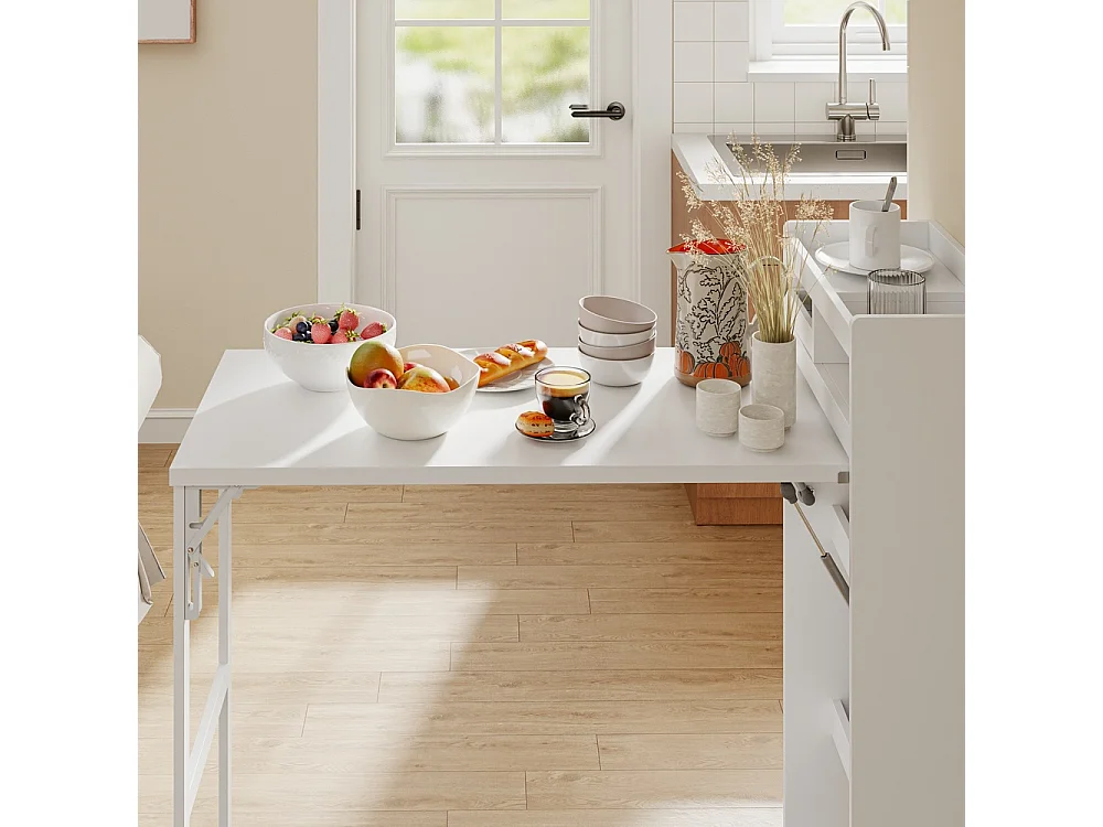 SoBuy Freestanding Kitchen Island Foldable White 65.3x199.5x120cm FWT115-W