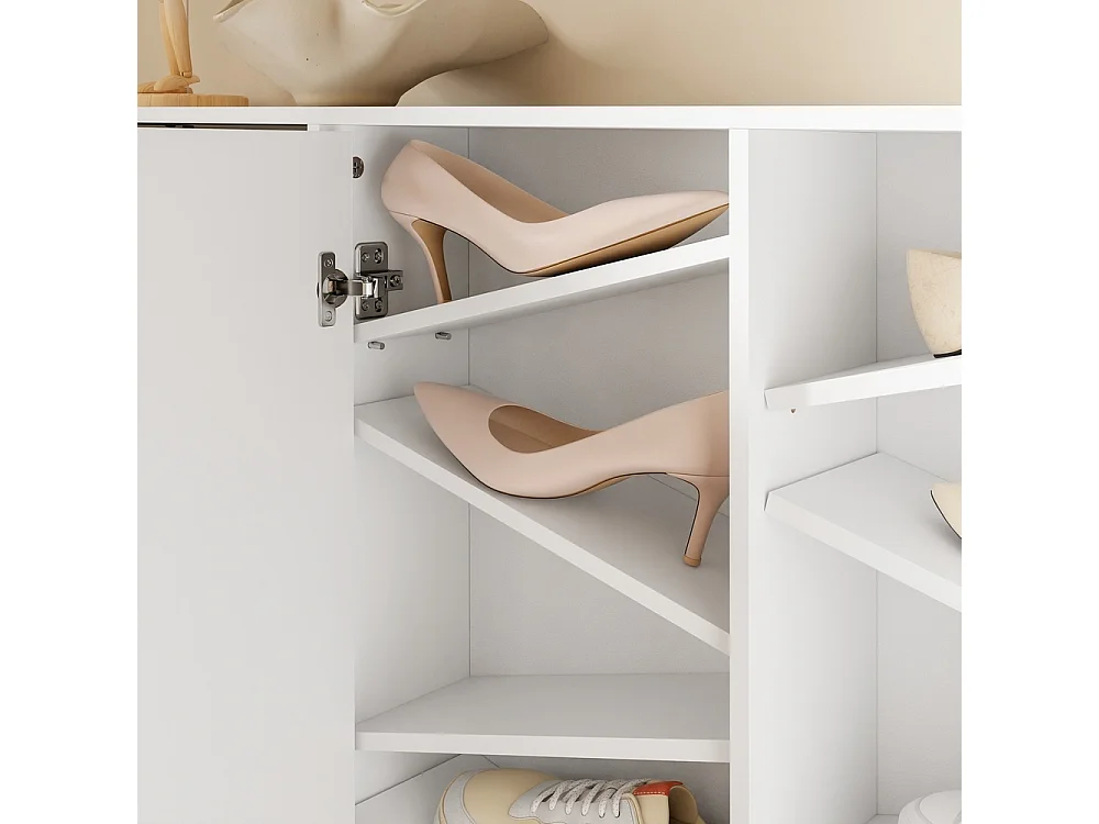 SoBuy Shoe Cabinet with Flip Doors and 2 Doors White 115.5x14.5x117cm FSR231-W