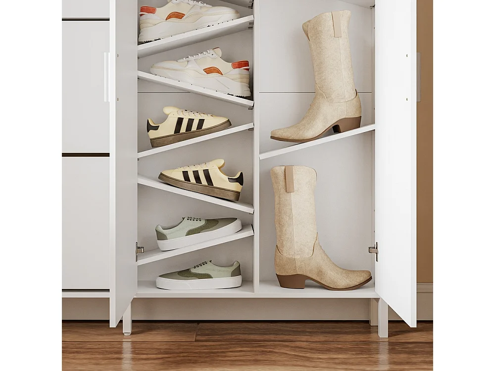SoBuy Shoe Cabinet with Flip Doors and 2 Doors White 115.5x14.5x117cm FSR231-W