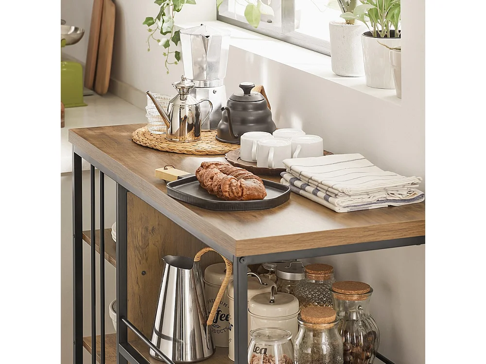 SoBuy Îlot de cuisine avec roulettes Marron 110x45x92cm SVW18-II-F