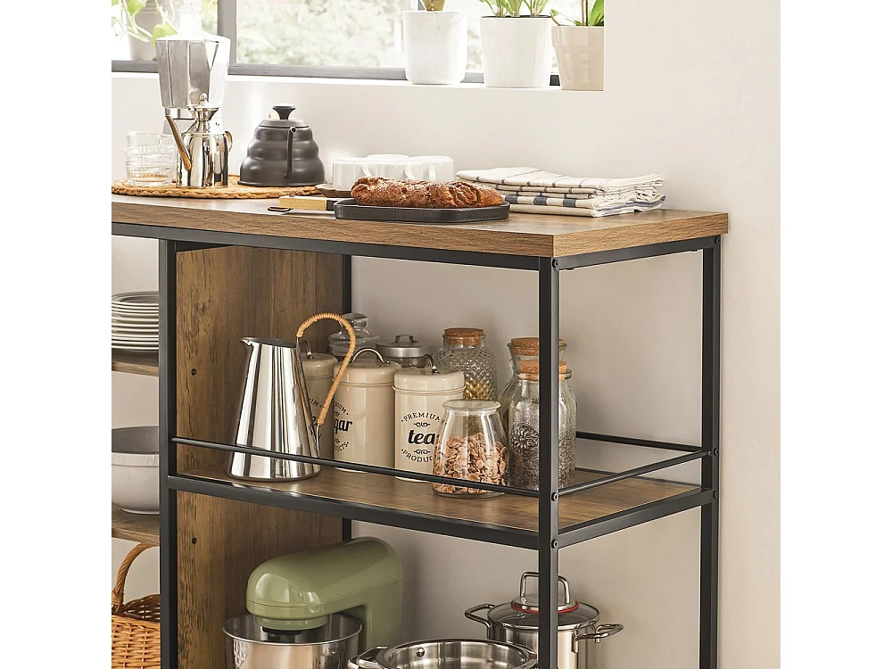SoBuy Îlot de cuisine avec roulettes Marron 110x45x92cm SVW18-II-F