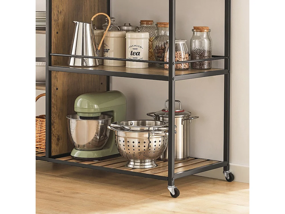 SoBuy Îlot de cuisine avec roulettes Marron 110x45x92cm SVW18-II-F