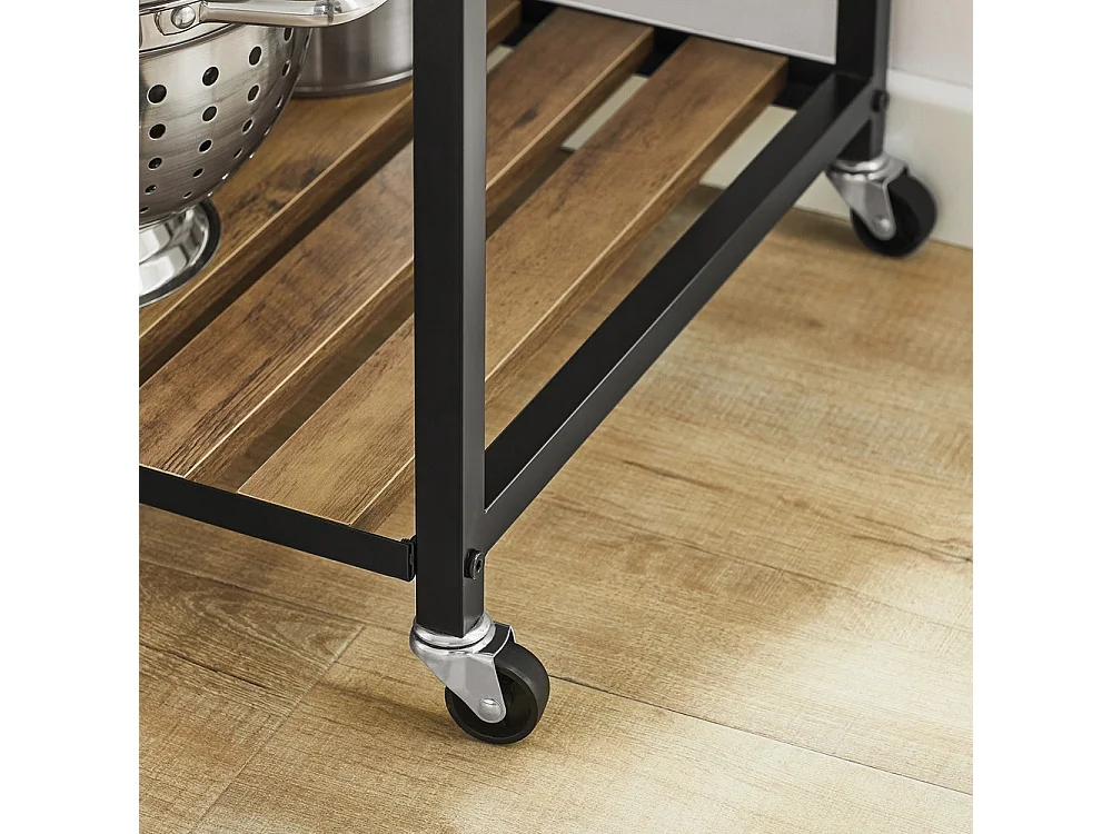 SoBuy Îlot de cuisine avec roulettes Marron 110x45x92cm SVW18-II-F