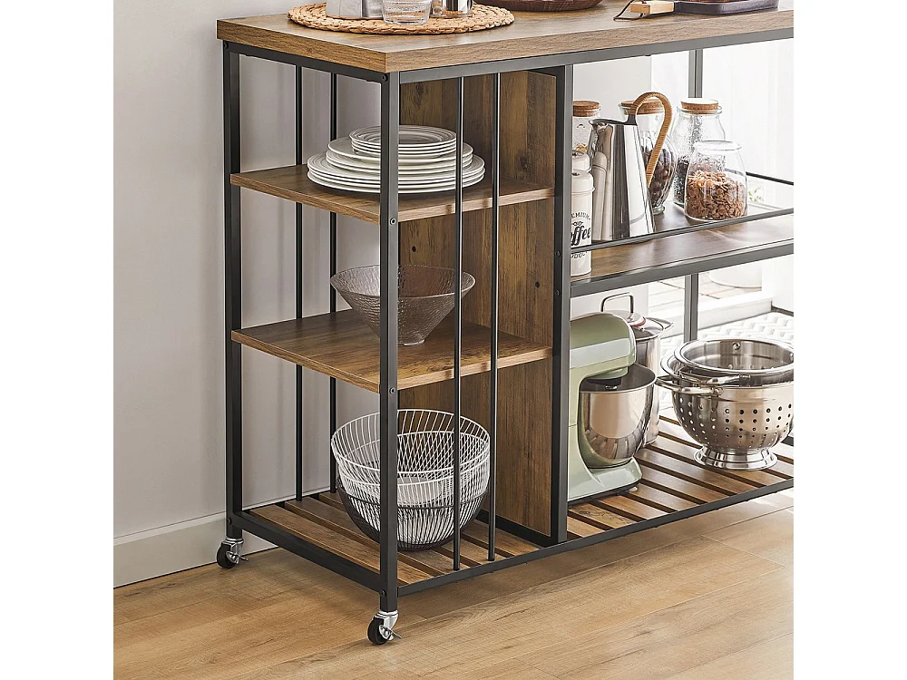 SoBuy Îlot de cuisine avec roulettes Marron 110x45x92cm SVW18-II-F
