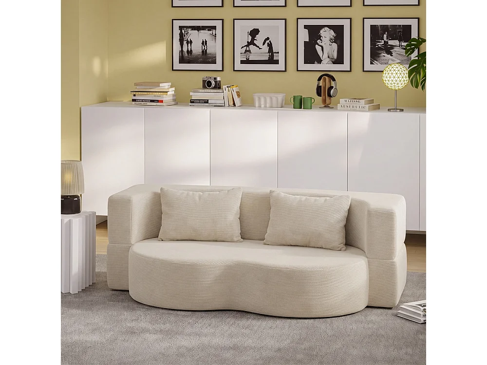 SoBuy Canapé-lit Convertible Beige 177x107x32cm FST101-MI