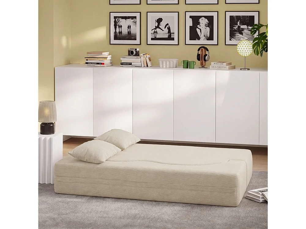 SoBuy Canapé-lit Convertible Beige 177x107x32cm FST101-MI