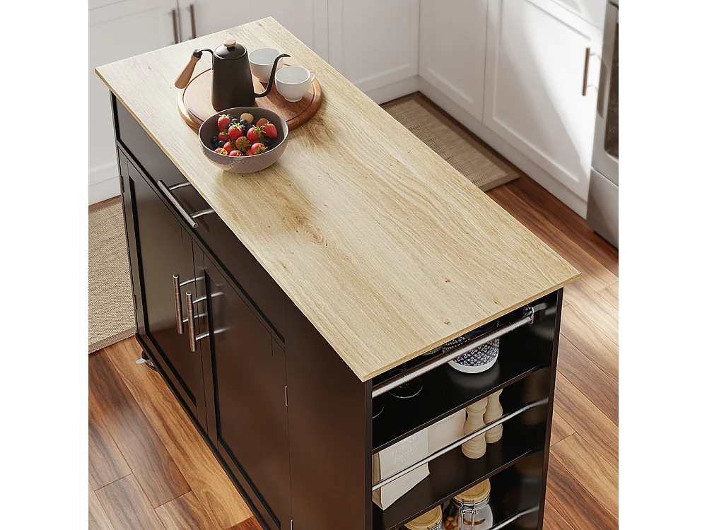 SoBuy Ilha de Cozinha Móvel com Rodas Preto Madeira 99x40x84,3cm FKW133-SCH
