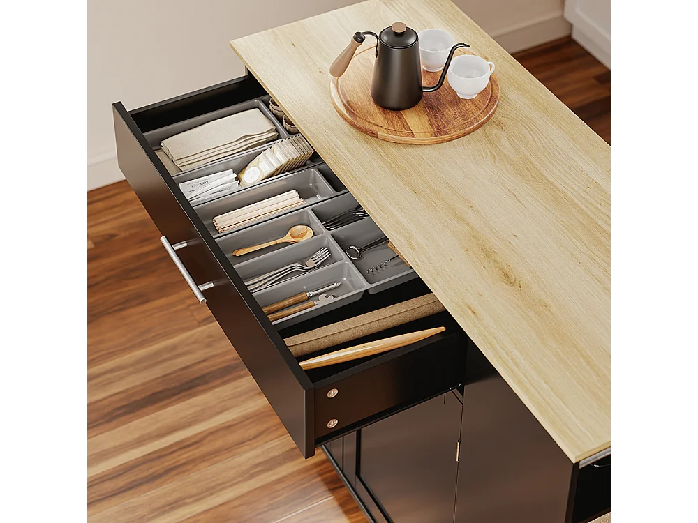 SoBuy Ilha de Cozinha Móvel com Rodas Preto Madeira 99x40x84,3cm FKW133-SCH