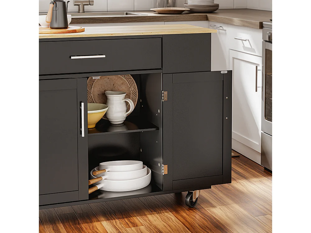 SoBuy Ilha de Cozinha Móvel com Rodas Preto Madeira 99x40x84,3cm FKW133-SCH