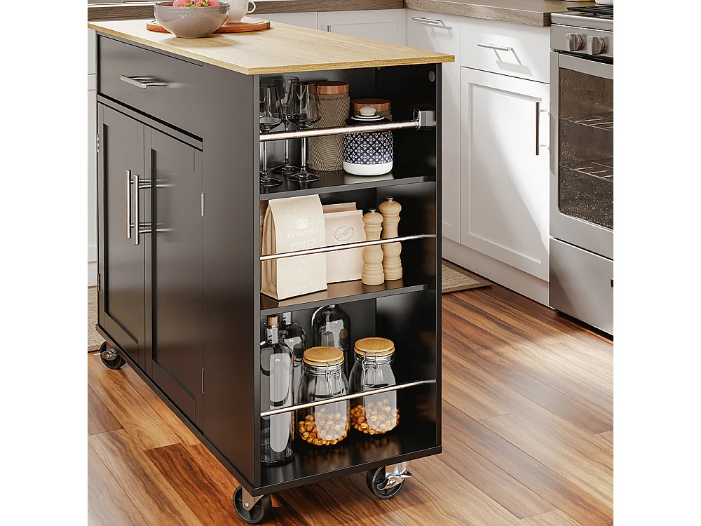SoBuy Ilha de Cozinha Móvel com Rodas Preto Madeira 99x40x84,3cm FKW133-SCH