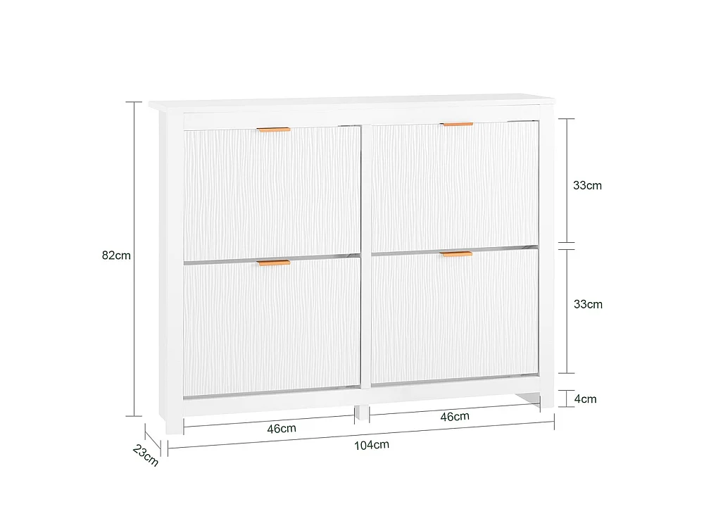 SoBuy Shoe Cabinet with 4 Tip-Out Doors White 104x23x82cm FSR186-II-W