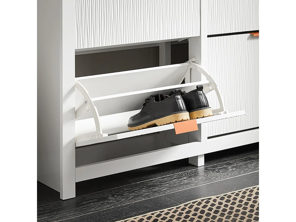 SoBuy Shoe Cabinet with 4 Tip-Out Doors White 104x23x82cm FSR186-II-W