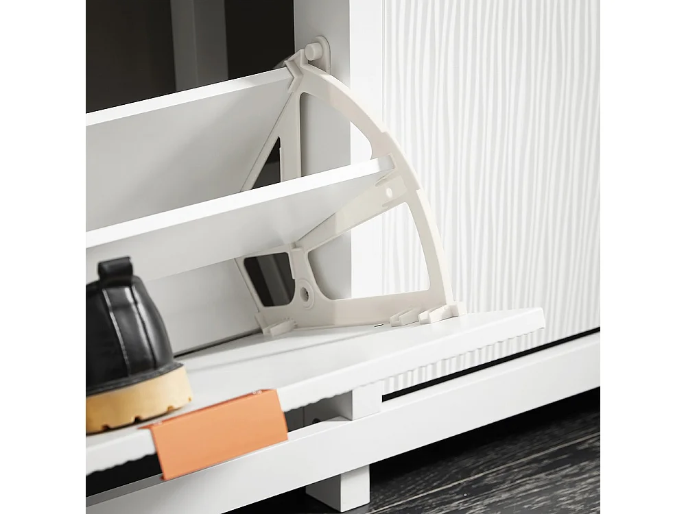 SoBuy Shoe Cabinet with 4 Tip-Out Doors White 104x23x82cm FSR186-II-W