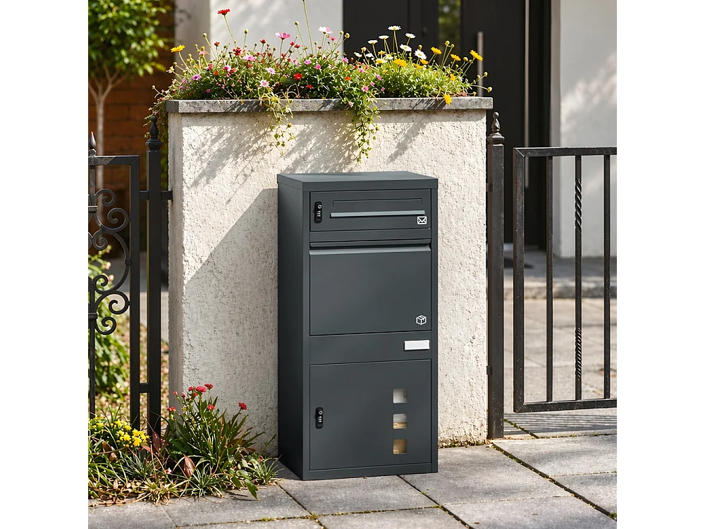 SoBuy Mail and Parcel Box Door Dark Grey 55x35x105cm OGS66-DG