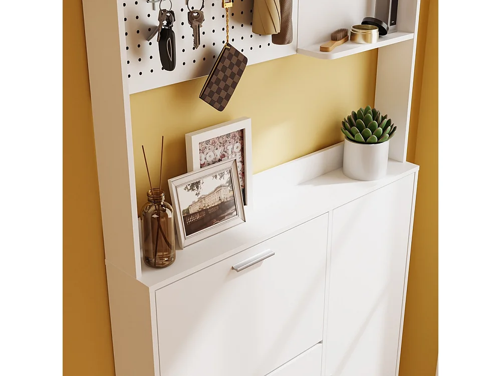SoBuy Shoe Cabinet with Door Shelf White 83x14x197cm FSR232-W