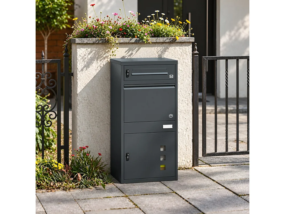 SoBuy Mailbox with Parcel Box Door Dark Gray 55x41.3x112cm OGS67-DG