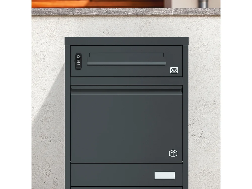 SoBuy Mailbox with Parcel Box Door Dark Gray 55x41.3x112cm OGS67-DG