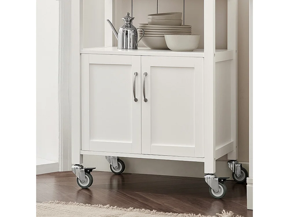 SoBuy Kitchen Cart with Drawer Door Shelf Wheels White Wood 60x45x92cm FKW22-II-WN