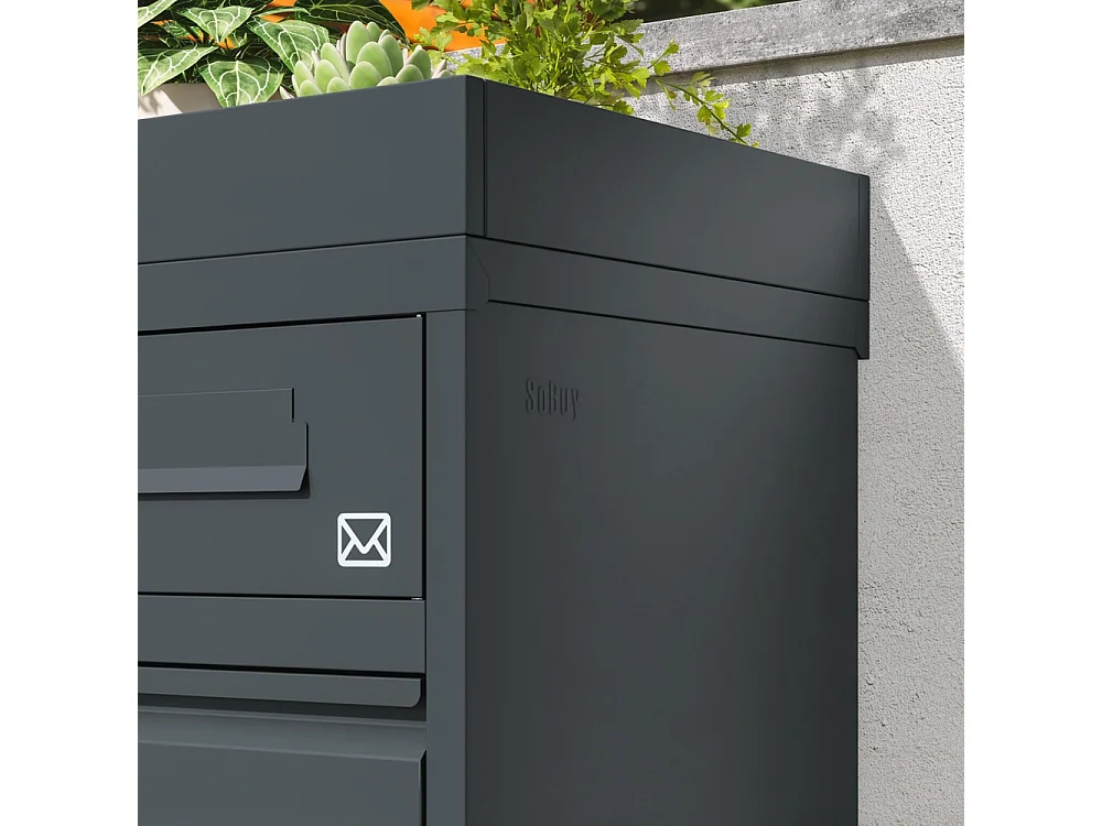 SoBuy Mailbox with Parcel Box Door Dark Grey 55x41.3x120cm OGS68-DG