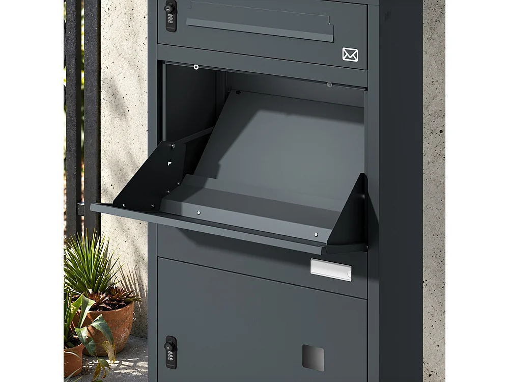 SoBuy Mailbox with Parcel Box Door Dark Grey 55x41.3x120cm OGS68-DG