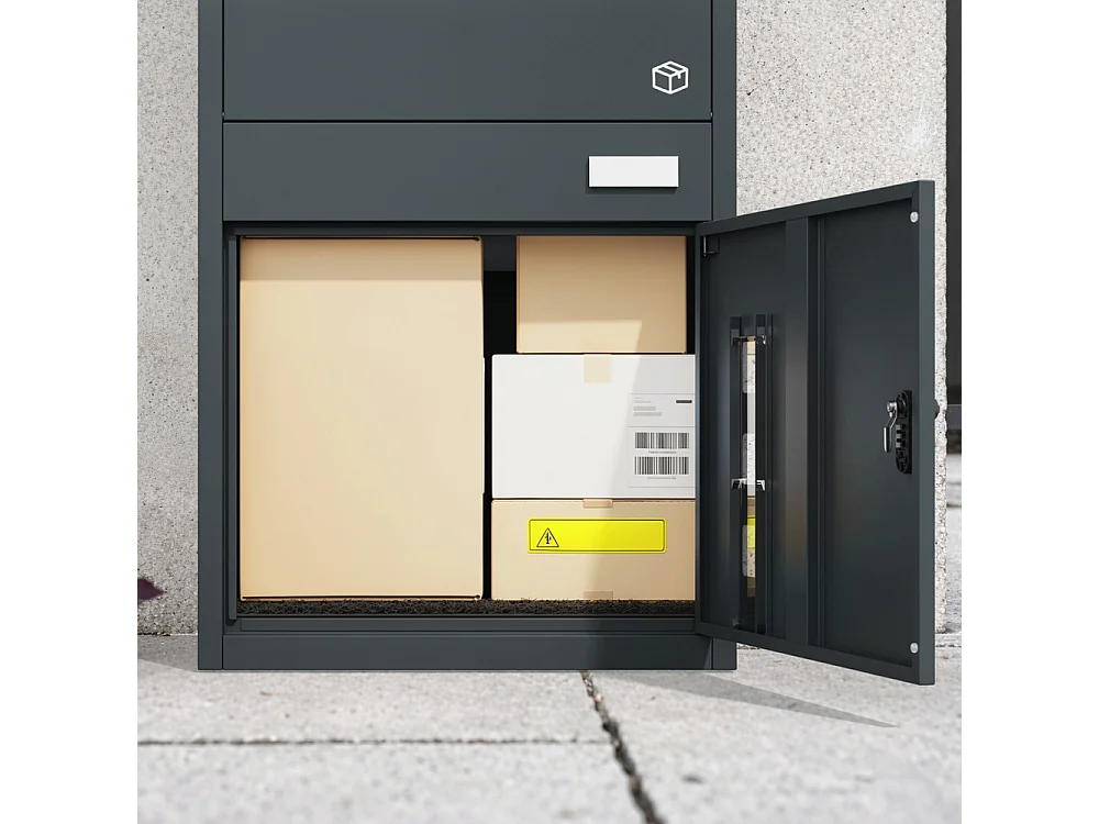 SoBuy Mailbox with Parcel Box Door Dark Grey 55x41.3x120cm OGS68-DG