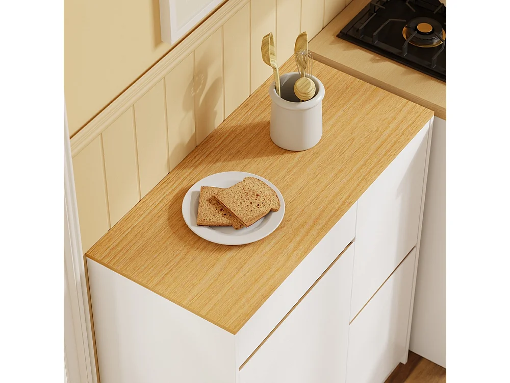 SoBuy Kitchen Sideboard with Drawer and Waste Separation White Light Oak 80x38x90cm FSB111-WN