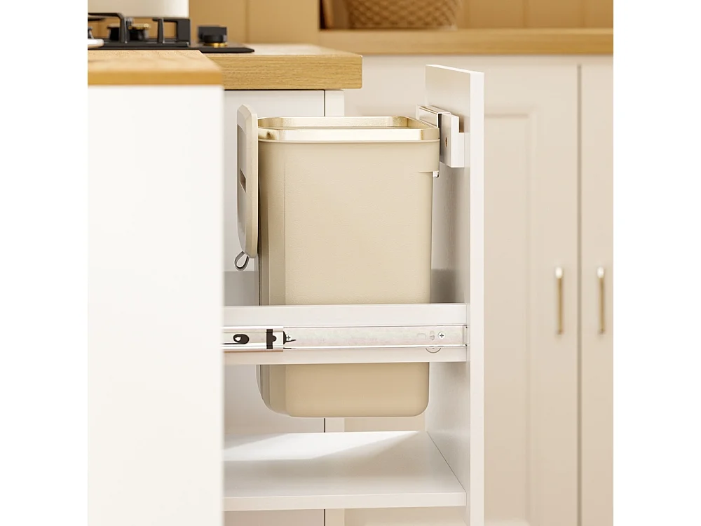 SoBuy Kitchen Sideboard with Drawer and Waste Separation White Light Oak 80x38x90cm FSB111-WN