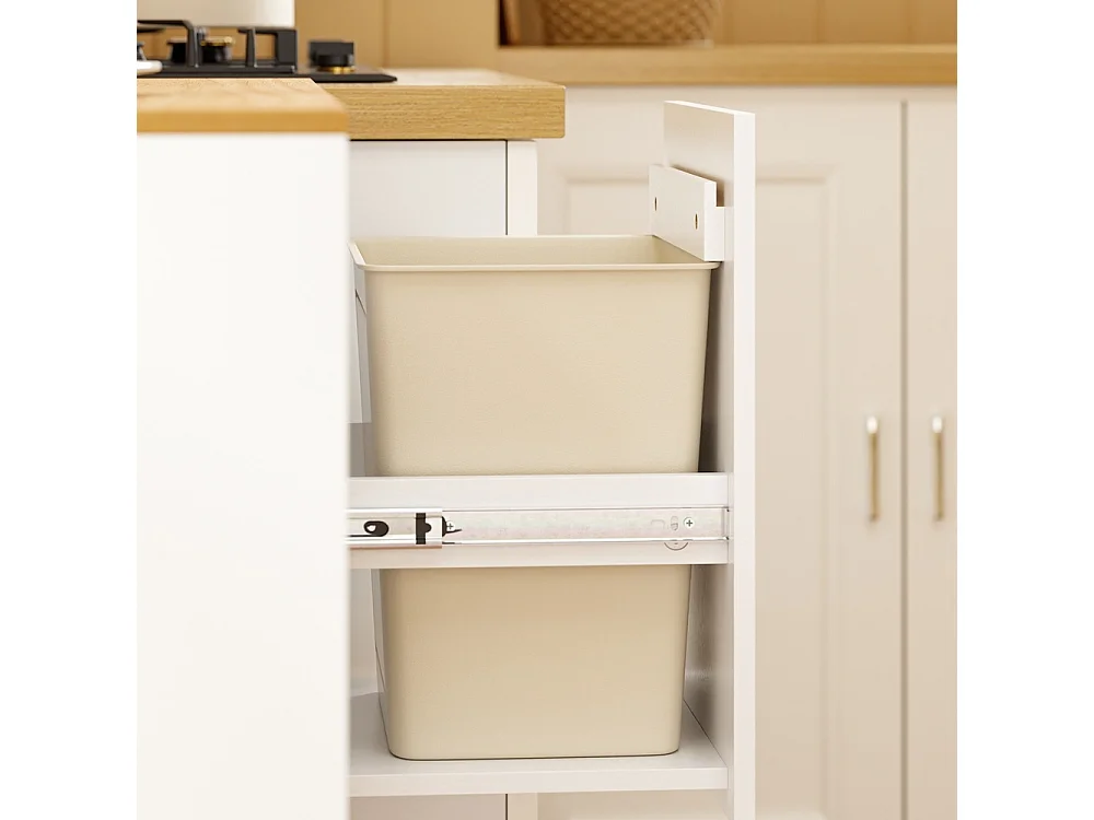 SoBuy Kitchen Sideboard with Drawer and Waste Separation White Light Oak 80x38x90cm FSB111-WN