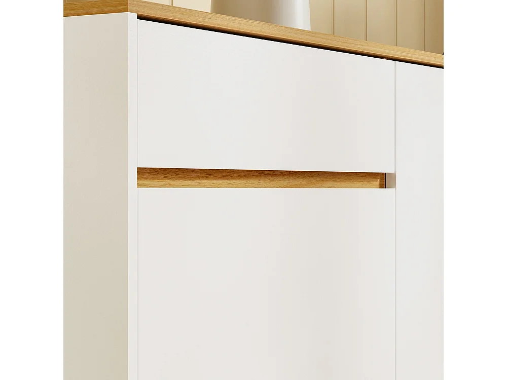 SoBuy Kitchen Sideboard with Drawer and Waste Separation White Light Oak 80x38x90cm FSB111-WN