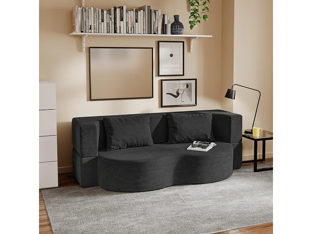 SoBuy Canapé-lit Convertible Noir 177x107x32cm FST101-SCH