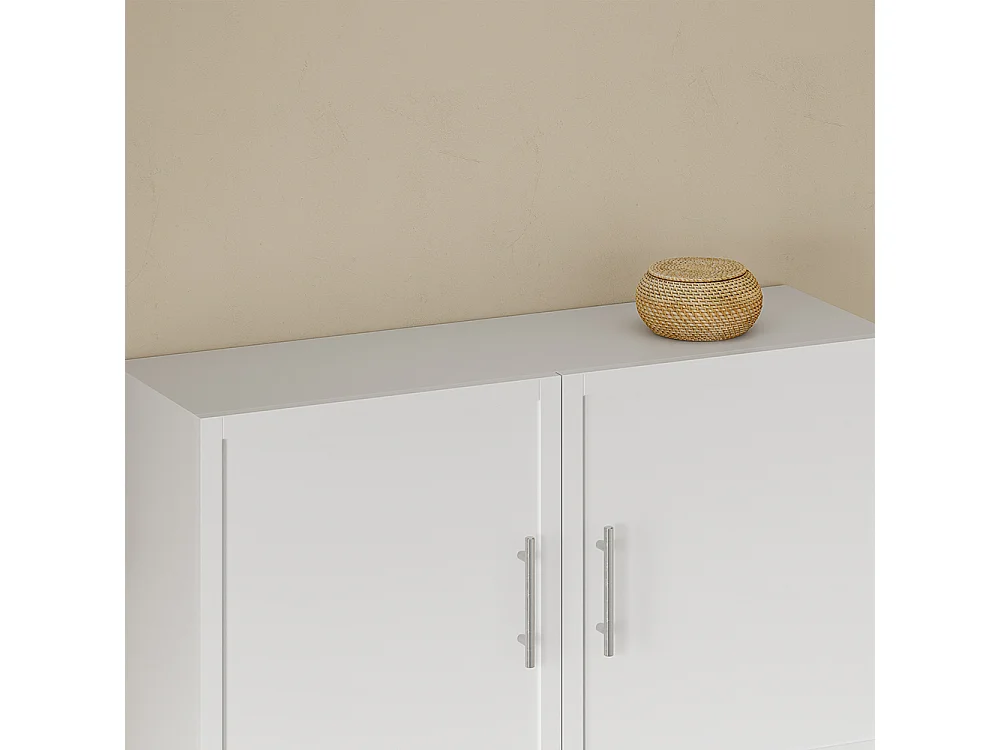SoBuy Armoire Murale Suspendue 2 Portes Étagère Ouverte Blanc 90x28.5x70cm BZR233-W