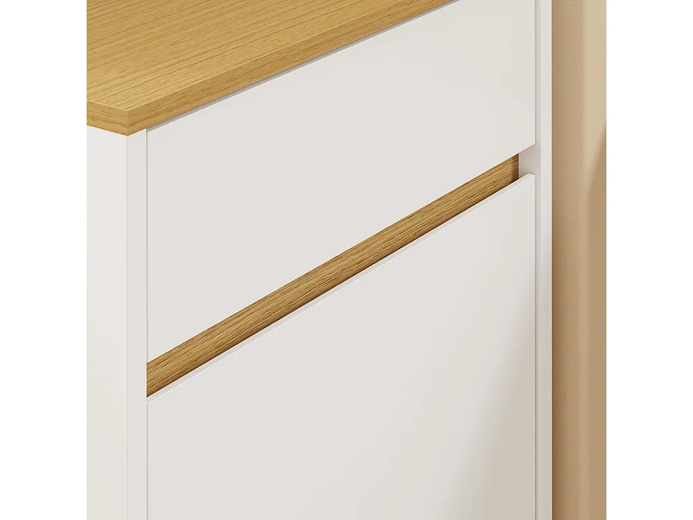SoBuy Afvalbak-kast met voetpedaal lade Wit Licht Eikenhout 35x25x101.7cm FSB112-WN
