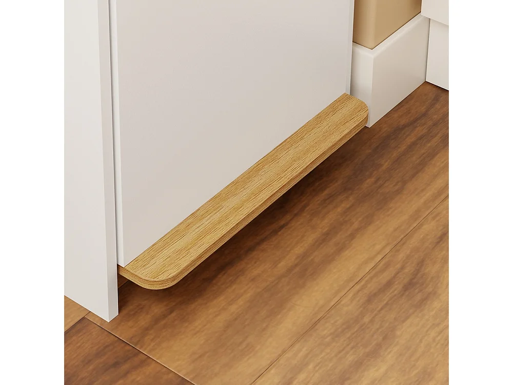 SoBuy Afvalbak-kast met voetpedaal lade Wit Licht Eikenhout 35x25x101.7cm FSB112-WN