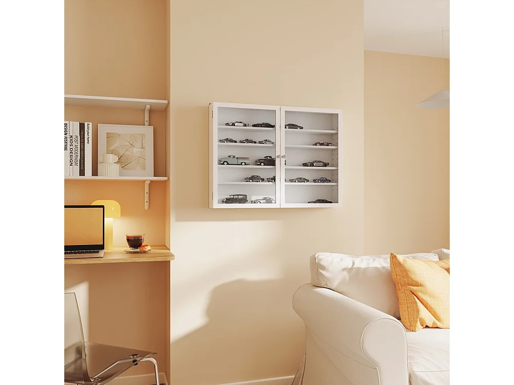 SoBuy Armoire Murale Vitrée Blanc 80x12.2x60cm FSB113-W