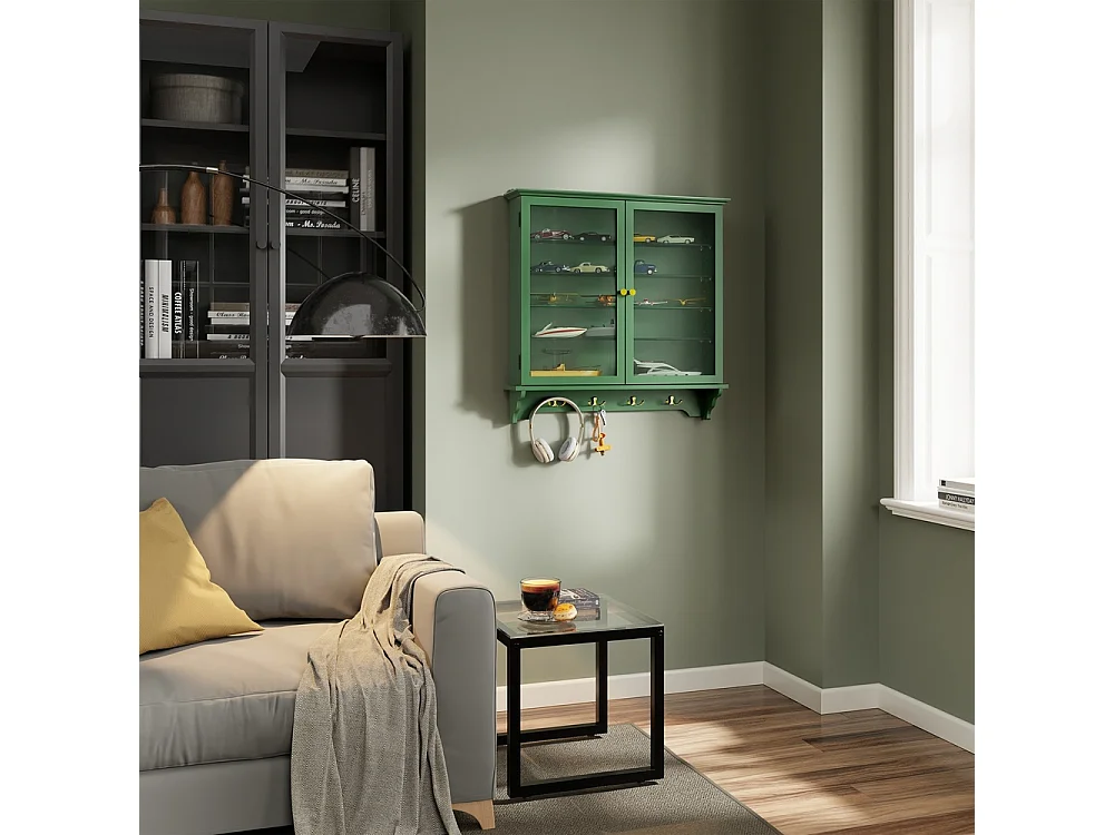 SoBuy Wall-Mounted Display Cabinet Door Dark Green 68x13.5x68.5cm FSB114-E-SY
