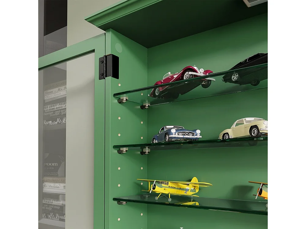 SoBuy Wall-Mounted Display Cabinet Door Dark Green 68x13.5x68.5cm FSB114-E-SY